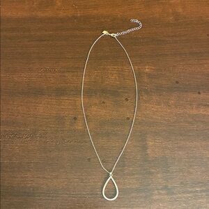Banana Republic BR Silver Tone Teardrop Rhinestone (Diamond) Necklace